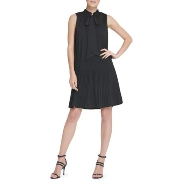 nwt DKNY Black Pleat Chiffon Short Dress 8 - Picture 1 of 7